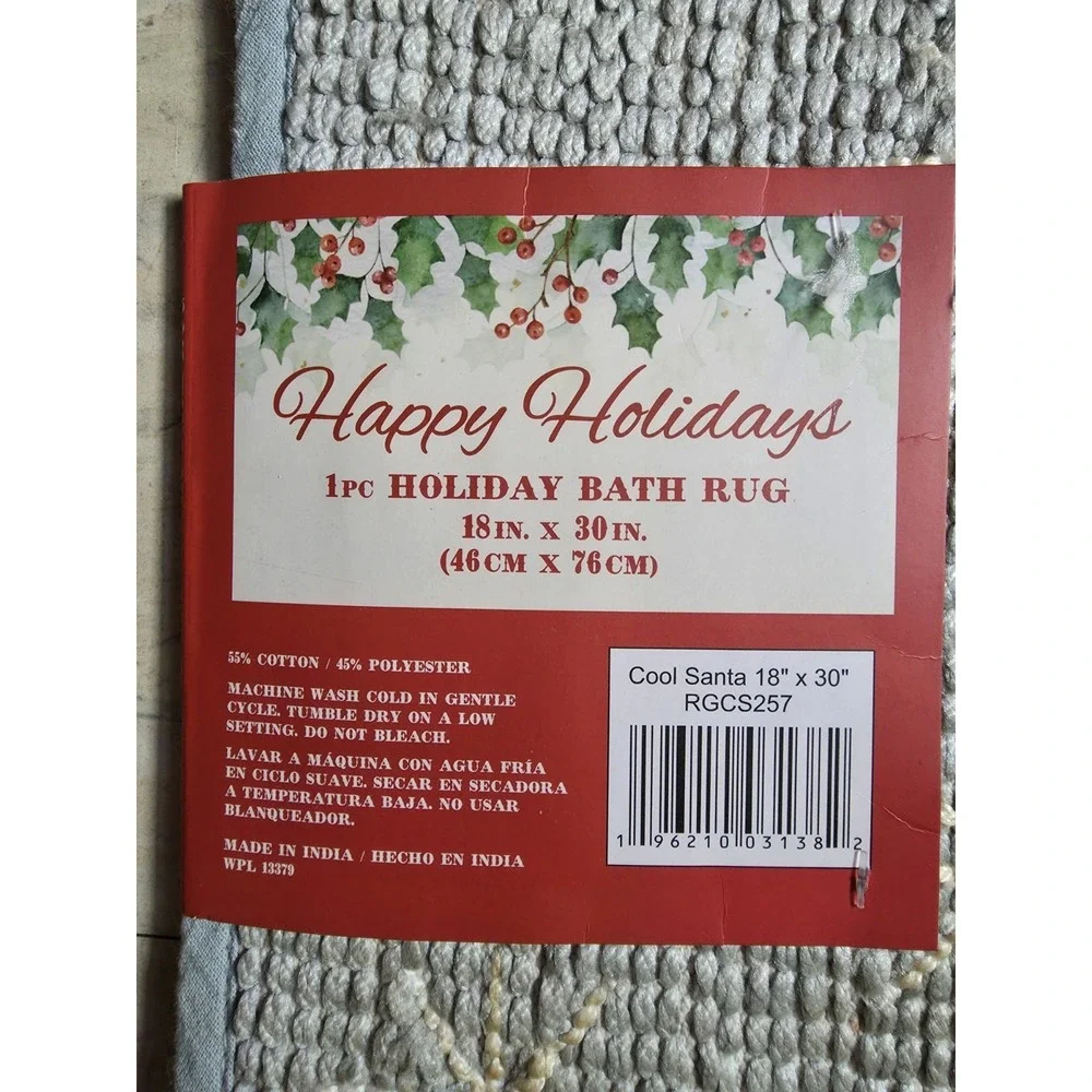 RT 1916 Designer Cool Santa Christmas Bath Rug 18x30 Grey Snowflakes RGCS257